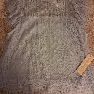 George Lace Blouse in Soft Gray